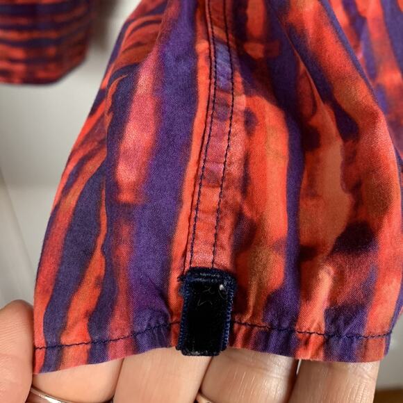 Visconti Orange Purple Tie Dye Look Designer Cotton Long-sleeve Shirt M-094 Sz S - Picture 3 of 9